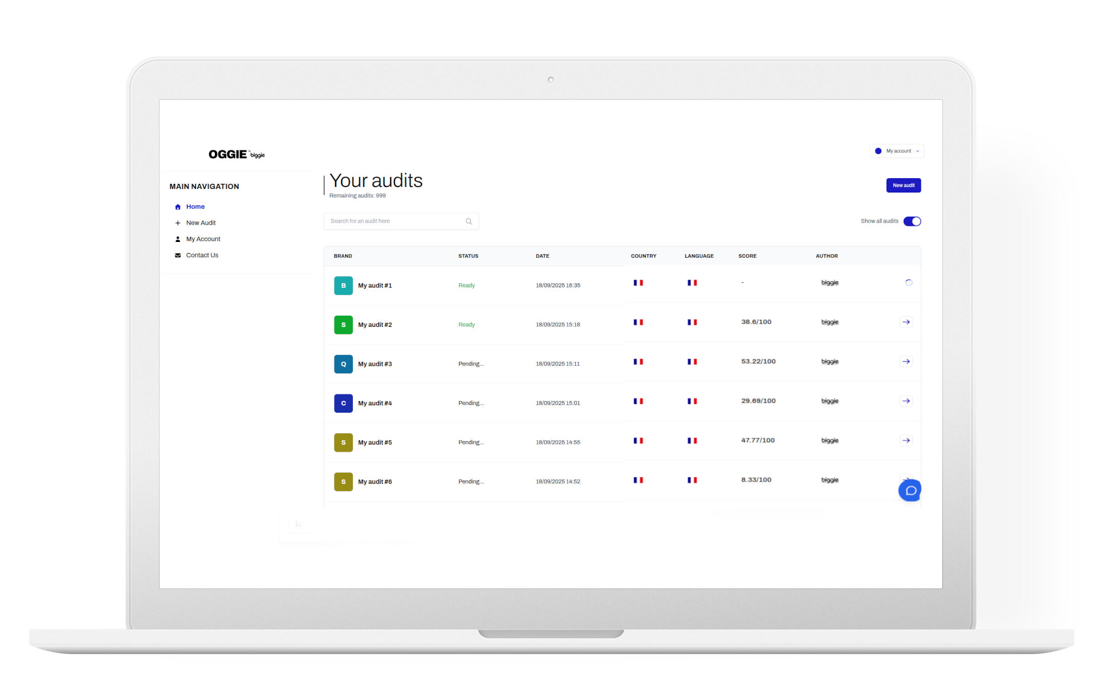 Analyse site web gratuit - Oggie by BIGGIE